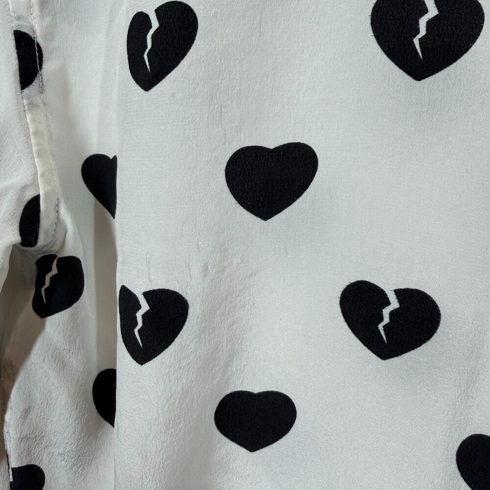 Equipment Femme 100% Silk Broken Heart Print Shirt Blouse‎ Small S/P Button Up - Picture 7 of 12